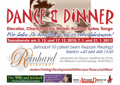 Restaurant Reinhard Dance & Dinner 18.2. * 18.3.  ab 19.00 in Preding